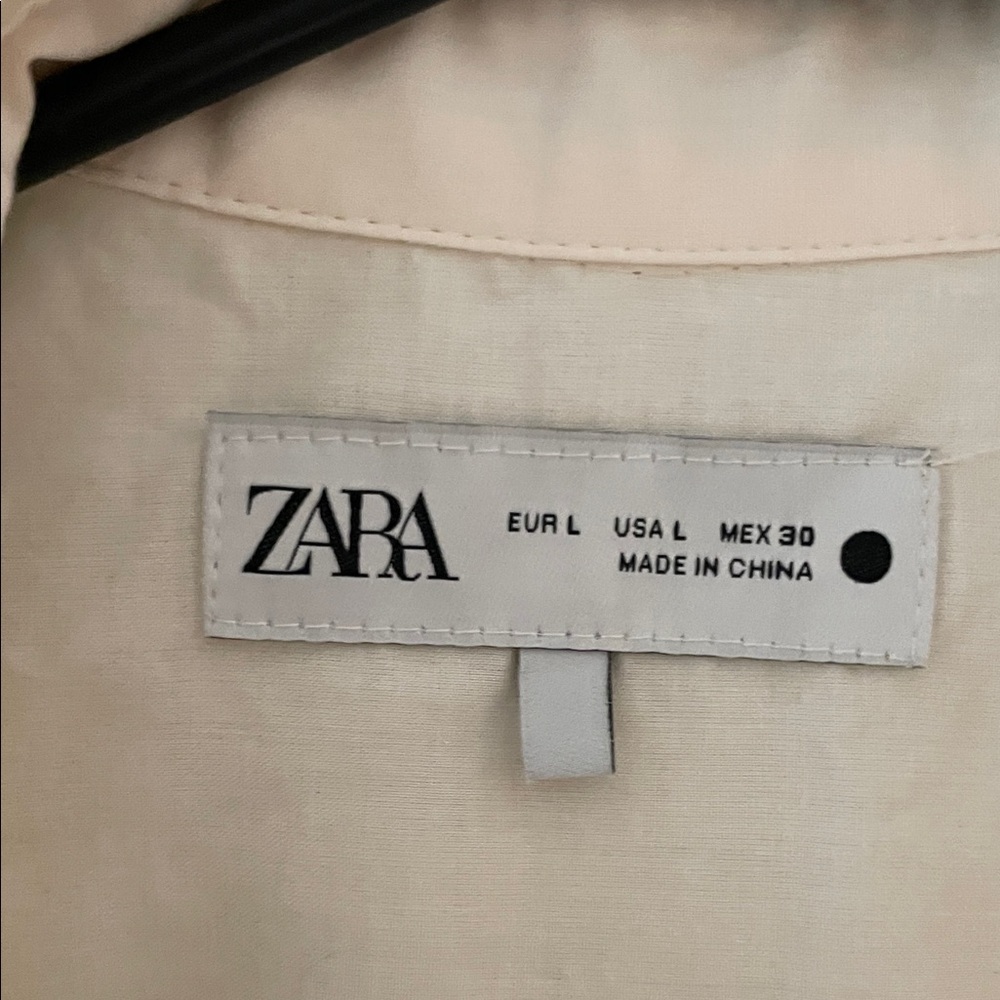 Zara Cream Long sleeve‎ Blouse with Pearl Embroidery | Size L - Picture 2 of 13